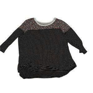 Maurices floral striped Black Long Sleeve Tee